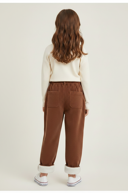 Pantalon Velours Marron Côtelé Ample Doublé Enfants - vue 2