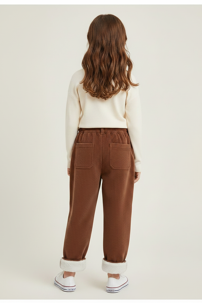 Pantalon Velours Marron Côtelé Ample Doublé Enfants - vue 2