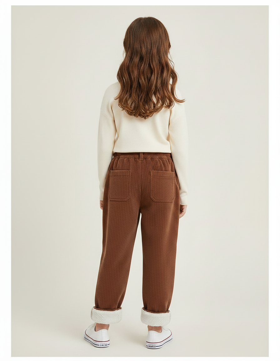 Pantalon Velours Marron Côtelé Ample Doublé Enfants - vue 2