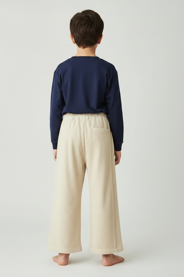 Pantalon Velours Beige Côtelé Ample Enfant Décontracté Hiver - Cordé - vue 2