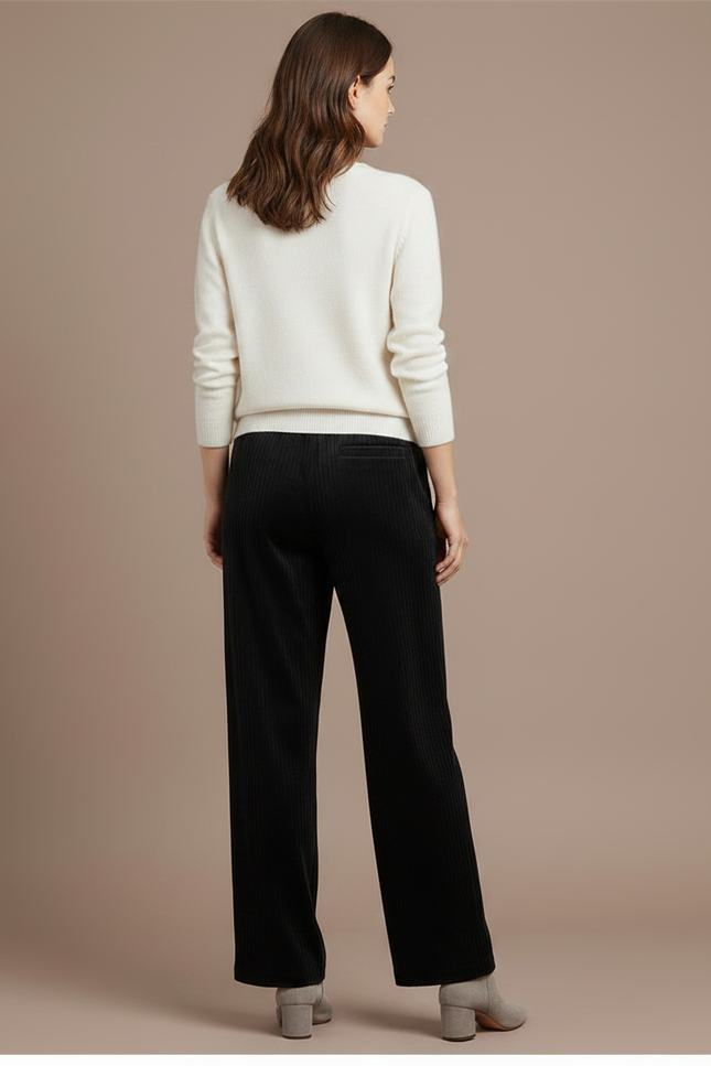 Pantalon Large Velours Côtelé - Noir Cordé - vue 2