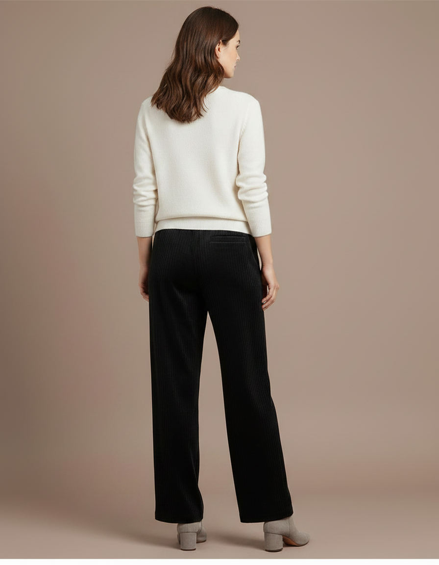 Pantalon Large Velours Côtelé - Noir Cordé - vue 2