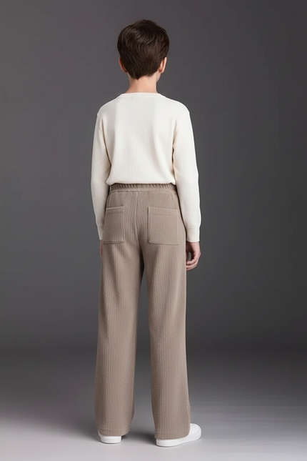 Pantalon Velours Beige Ample Décontracté Confortable - vue 2