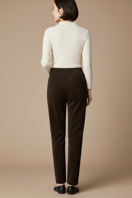 Pantalon Velours Marron Côtelé Droit Décontracté Femme - vue 2