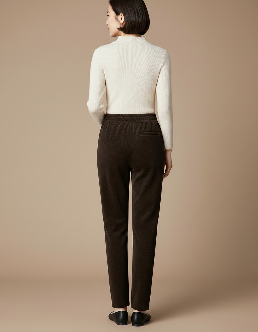 Pantalon Velours Marron Côtelé Droit Décontracté Femme - vue 2