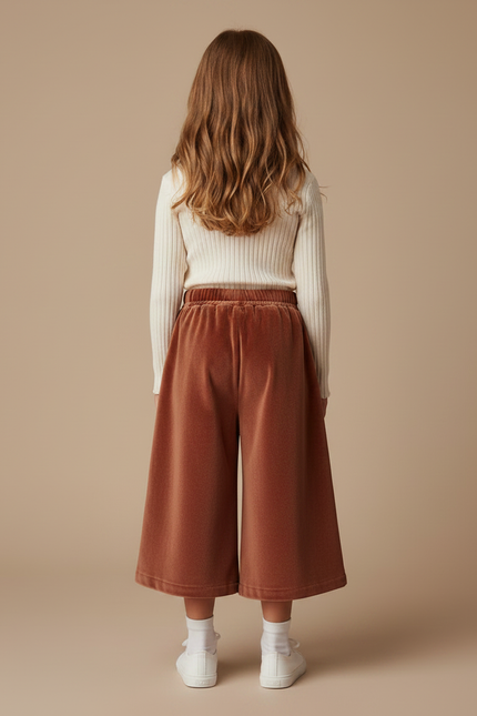 Pantalon Velours Marron Plissé Ample Enfant Hiver - vue 2