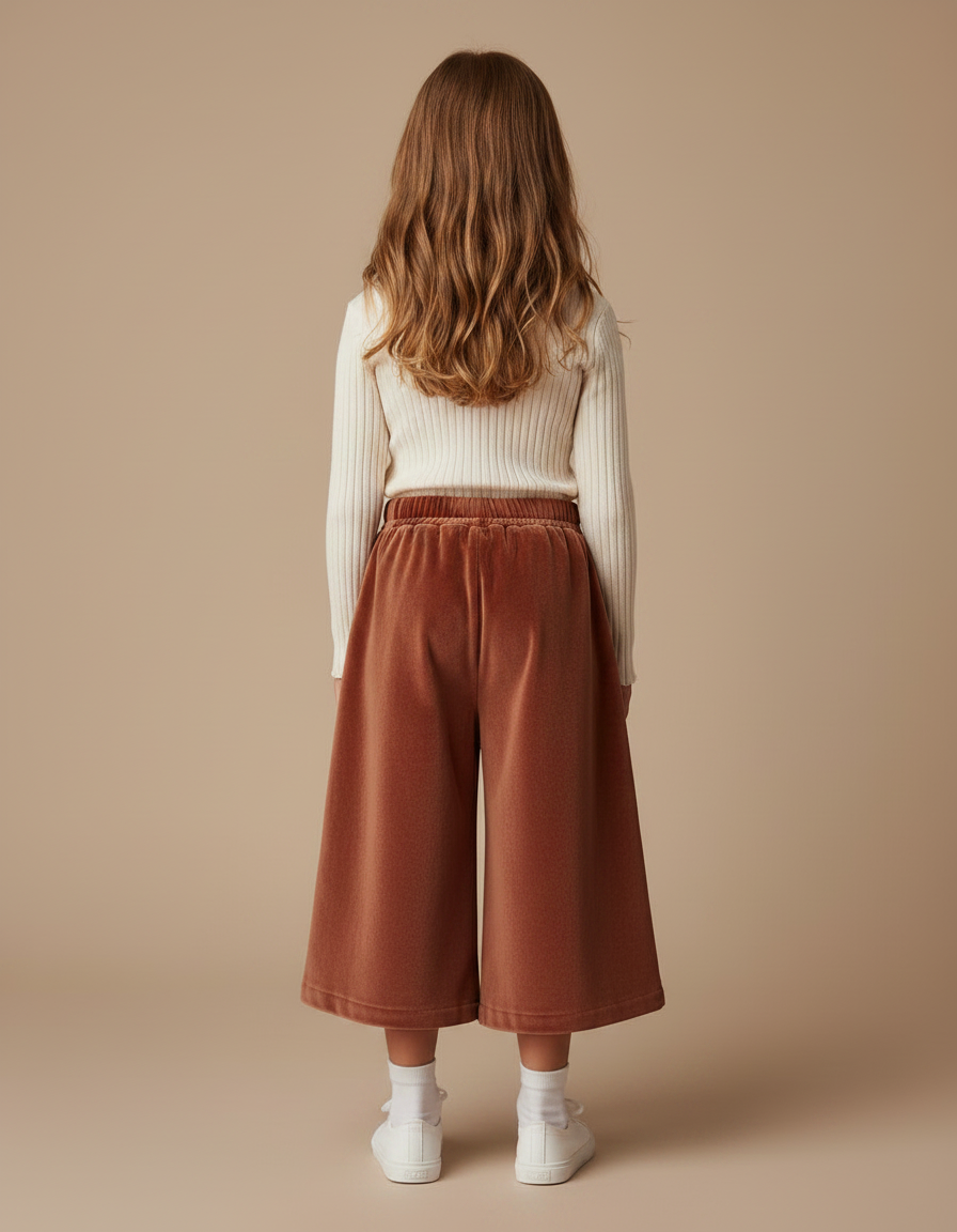 Pantalon Velours Marron Plissé Ample Enfant Hiver - vue 2