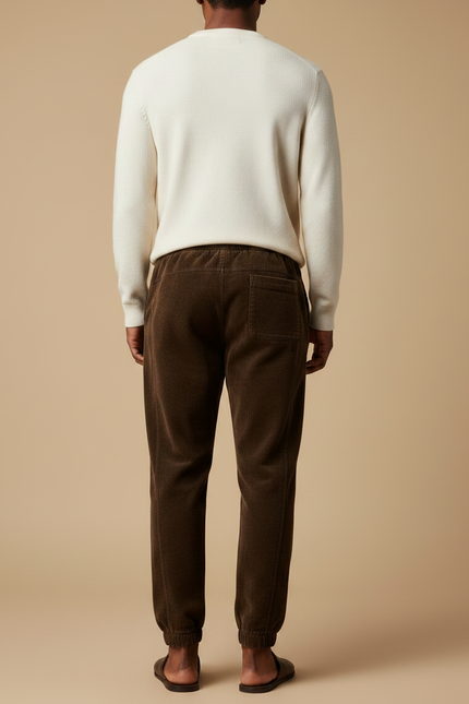 Pantalon Velours Marron Côtelé Jogger Homme Cordon - Cordé - vue 2