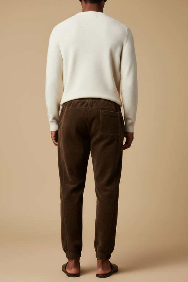 Pantalon Velours Marron Côtelé Jogger Homme Cordon - Cordé - vue 2