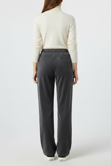 Pantalon Velours Côtelé Gris Ample Cordon Femme - Cordé - vue 2