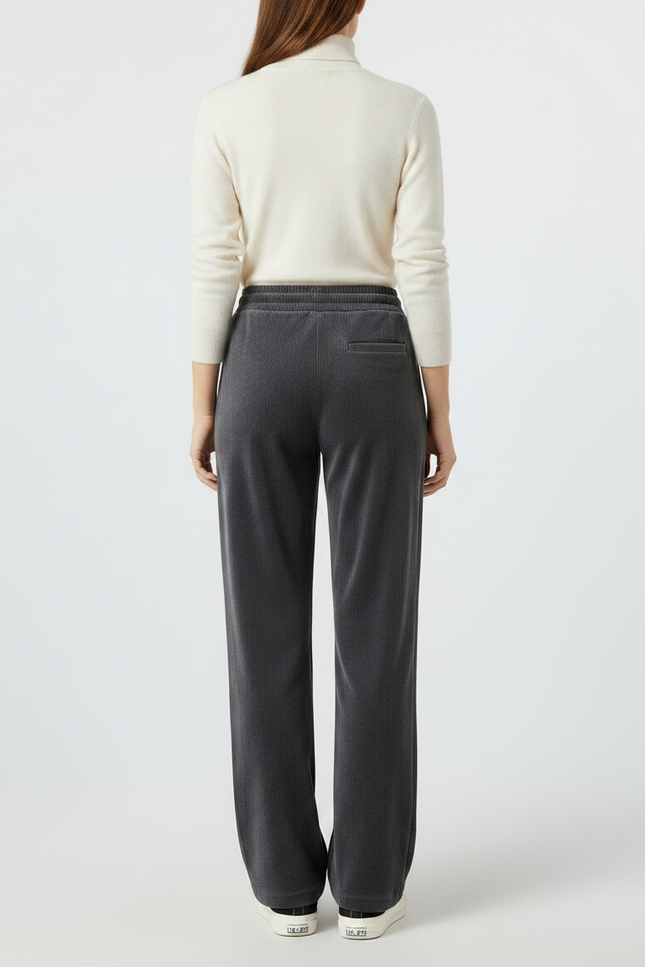 Pantalon Velours Côtelé Gris Ample Cordon Femme - Cordé - vue 2