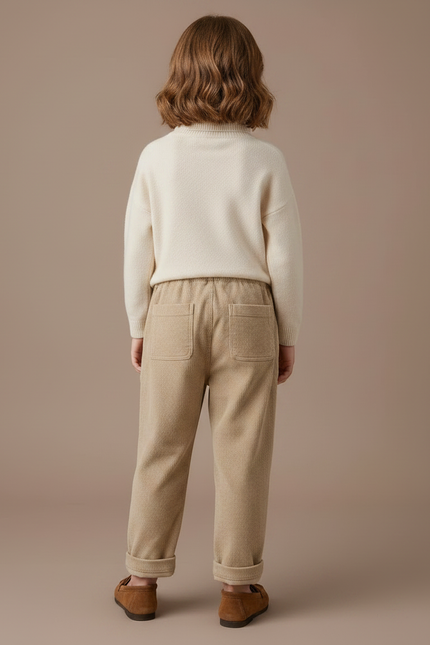 Pantalon Velours Taupe - Beige Cordé - vue 2