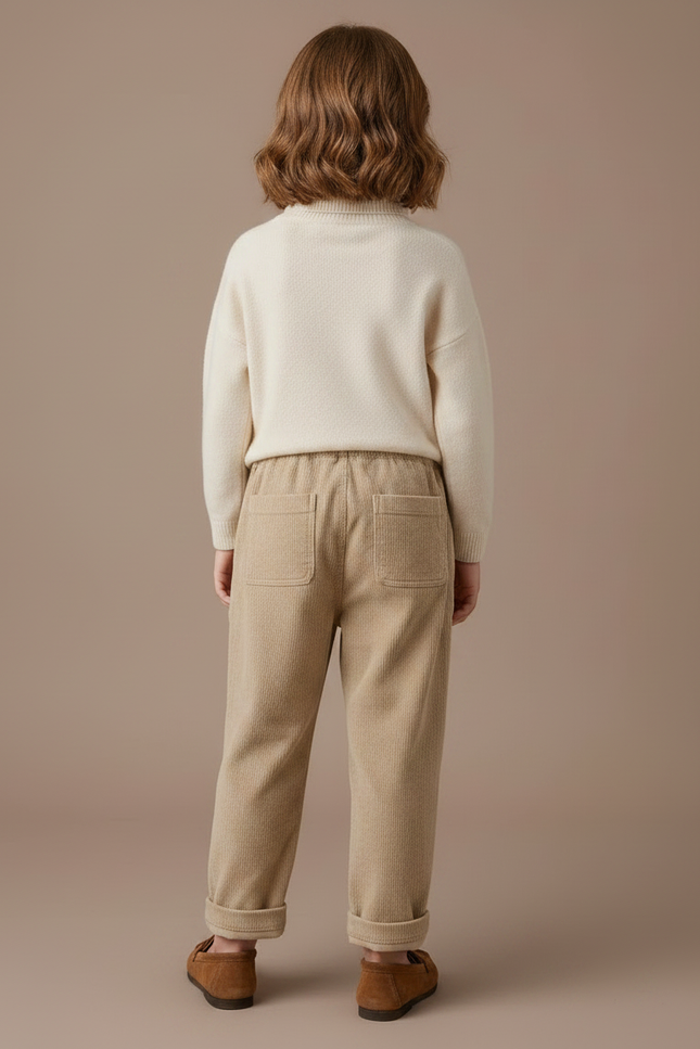 Pantalon Velours Taupe - Beige Cordé - vue 2