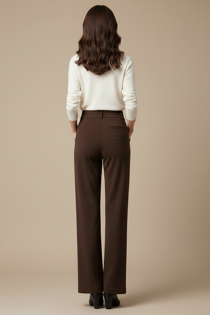 Pantalon Velours Marron Taille Haute Ample Élégant - vue 2