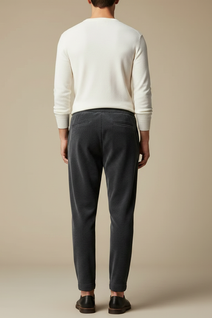 Pantalon Velours Côtelé Gris Anthracite Ample Homme Décontracté - Cordé - vue 2