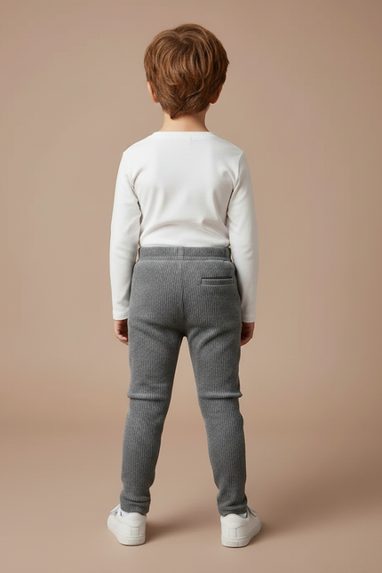Pantalon Velours Côtelé Gris Slim Enfant - Cordé - vue 2