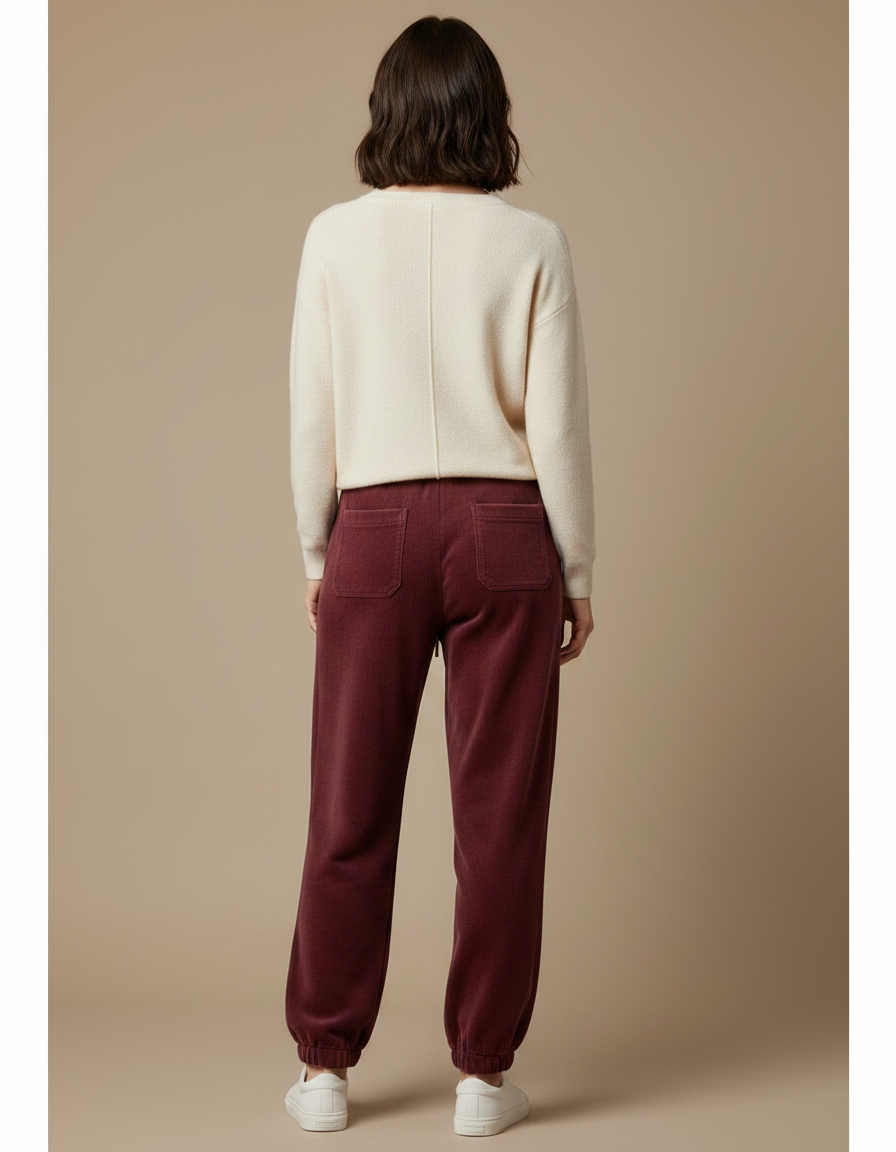 Pantalon Velours Bordeaux Ample Décontracté Confortable Femme - Cordé - vue 2