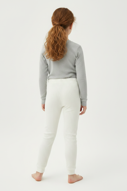 Pantalon Velours Blanc Côtelé Doux Confortable Enfant - Beige - vue 2