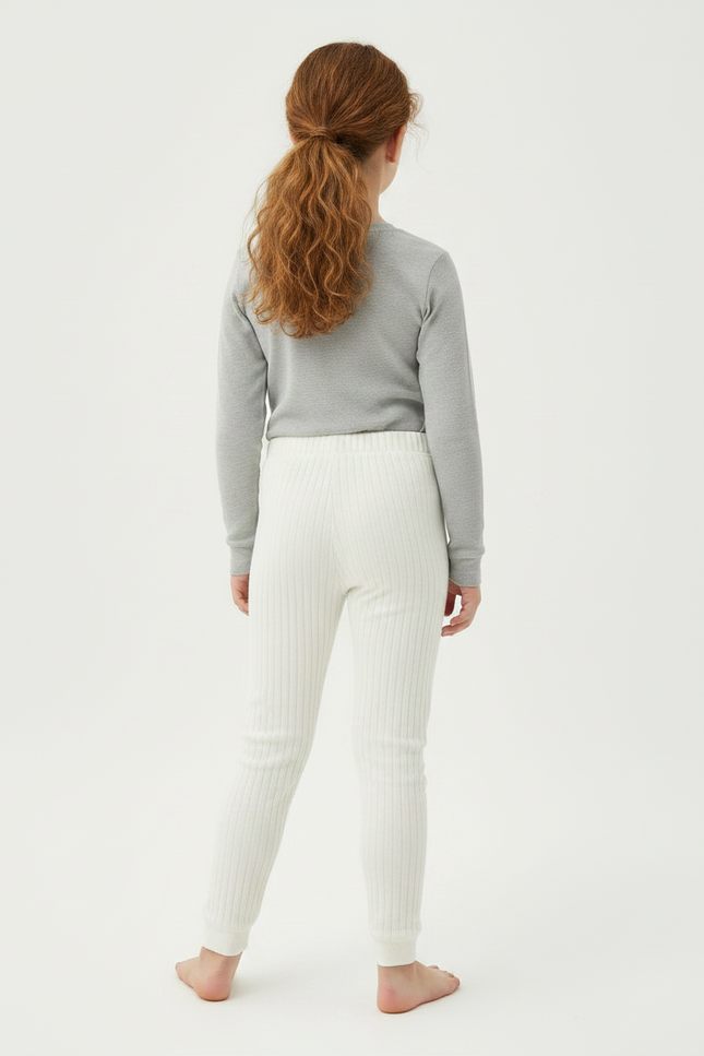 Pantalon Velours Blanc Côtelé Doux Confortable Enfant - Beige - vue 2