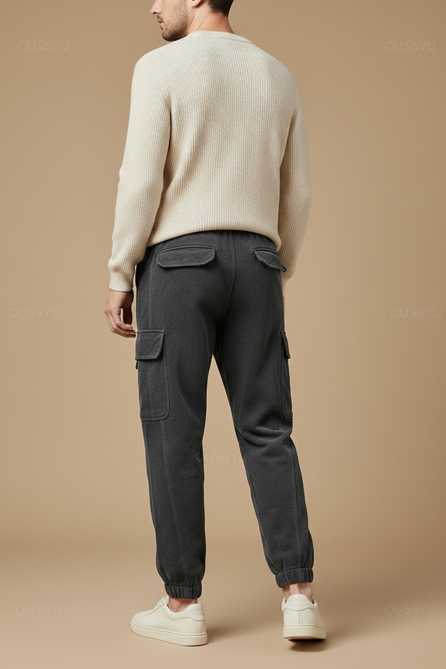 Pantalon Velours Cargo Gris Décontracté Homme Cordon - vue 2