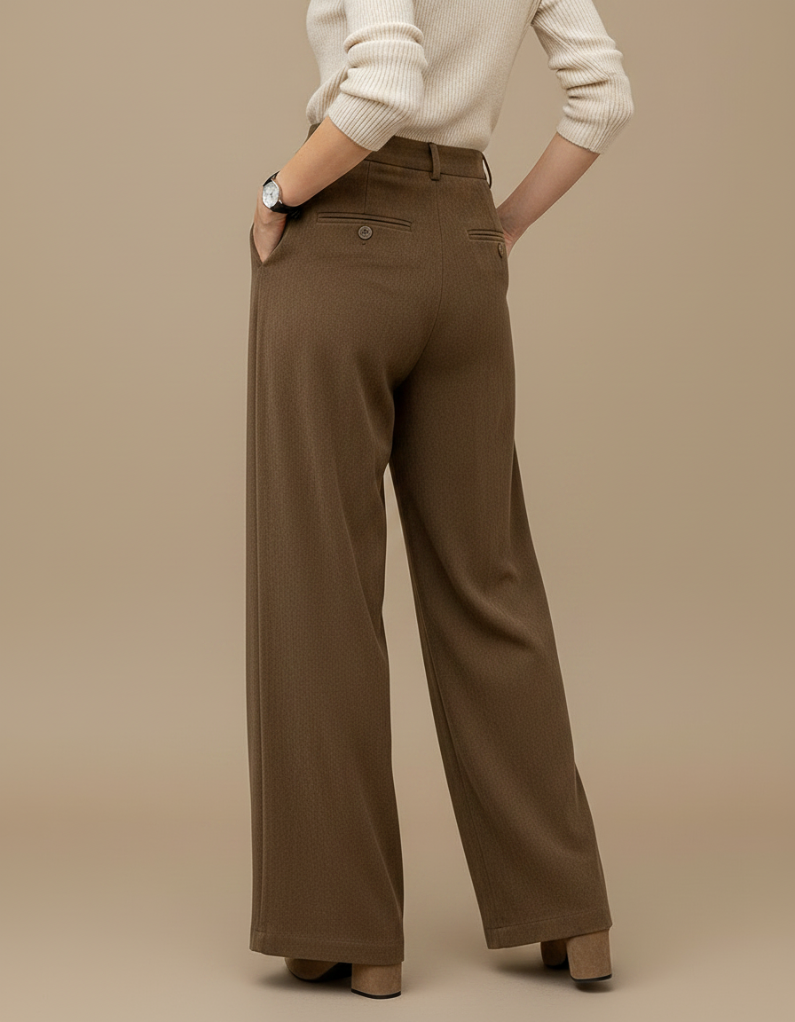 Pantalon Velours Marron Ample Fluide Décontracté Femme - vue 2