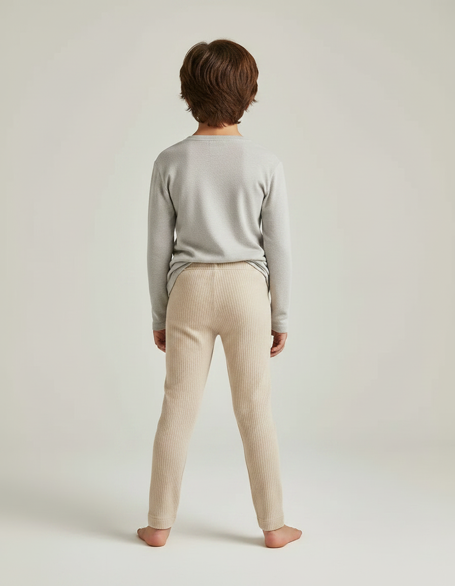 Pantalon Velours Côtelé Beige Enfant Confortable Doux - Cordé - vue 2