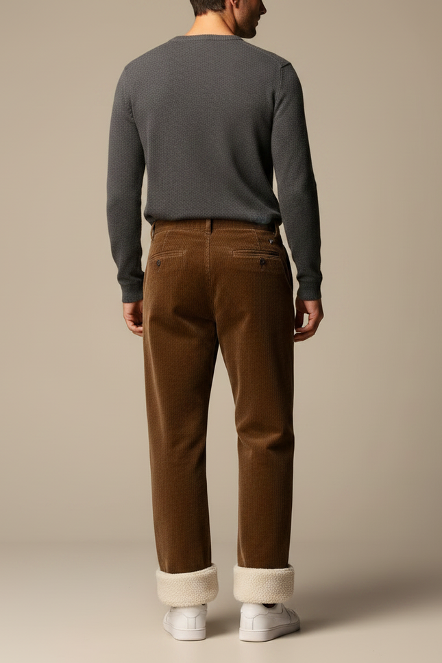 Pantalon Velours Marron Côtelé Doublé Chaud Homme - Cordé - vue 2