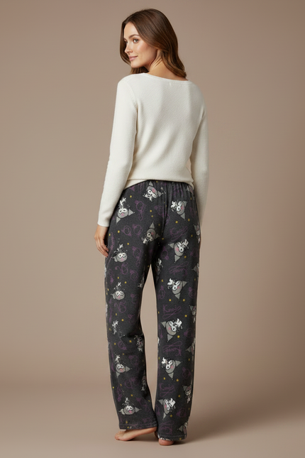 Pantalon Velours Gris Imprimé Ample Doux Femme - vue 2