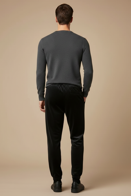Pantalon Velours Noir Homme Droit Décontracté Élégant - vue 2