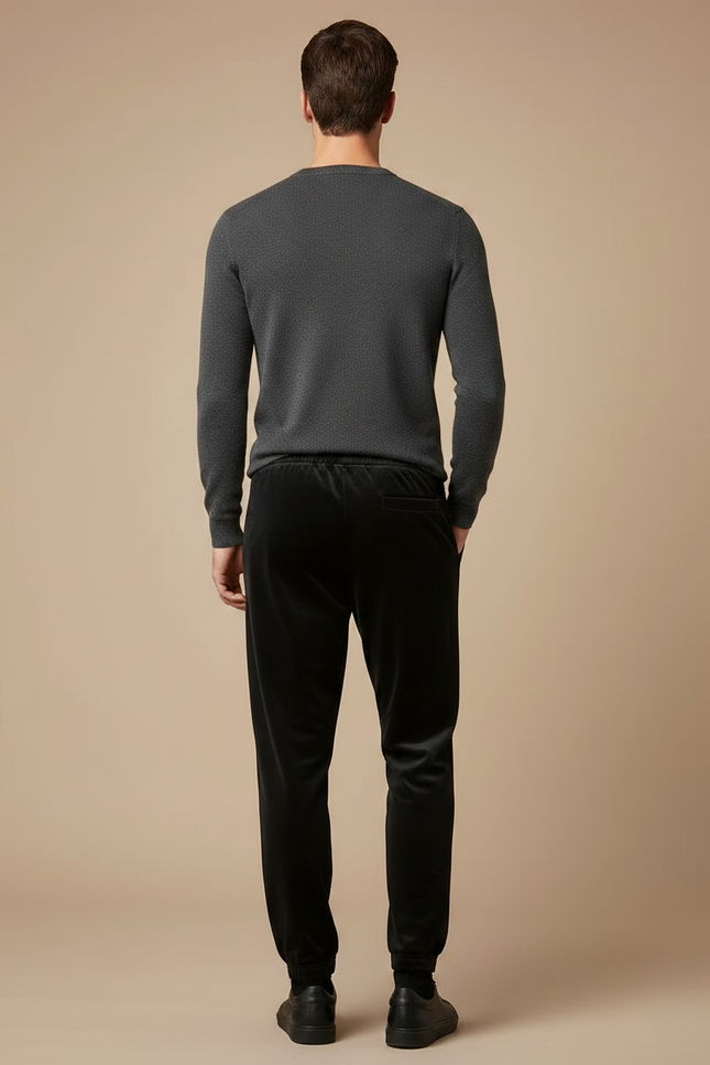 Pantalon Velours Noir Homme Droit Décontracté Élégant - vue 2