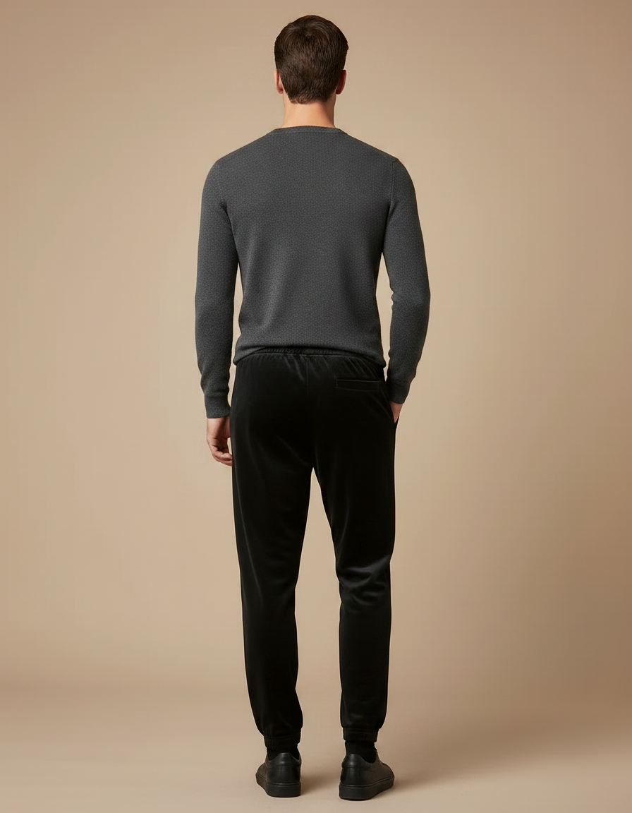 Pantalon Velours Noir Homme Droit Décontracté Élégant - vue 2
