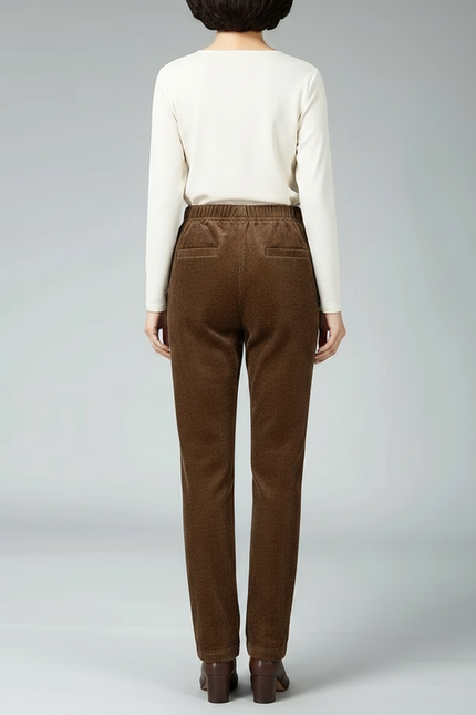 Pantalon Cotele Velour Femme - Marron Cordé - vue 2