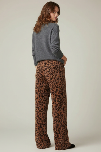 Pantalon Velours Léopard Large Confortable Femme - Imprimé - vue 2