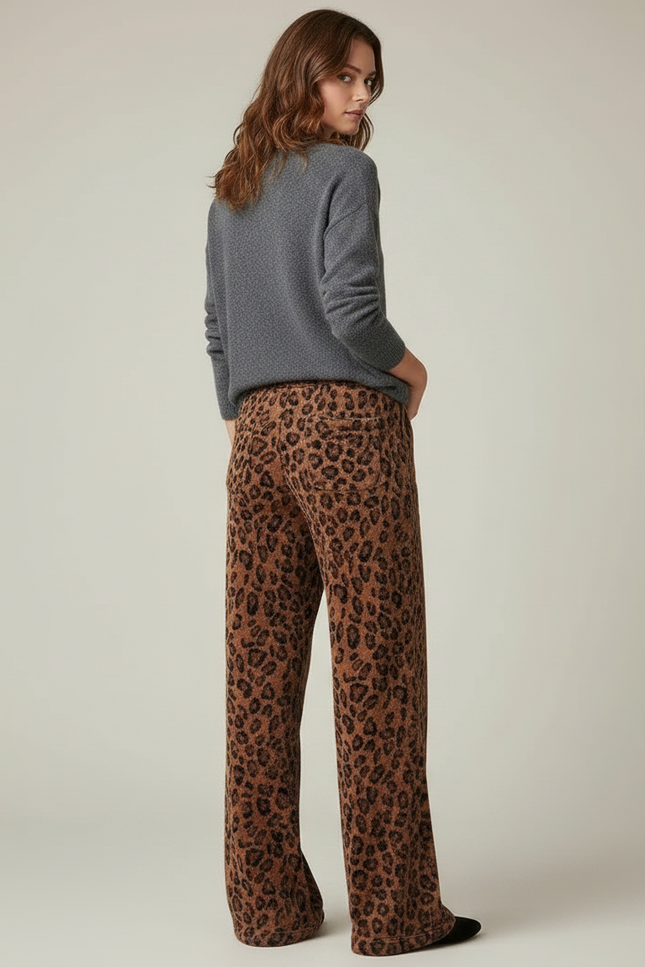 Pantalon Velours Léopard Large Confortable Femme - Imprimé - vue 2