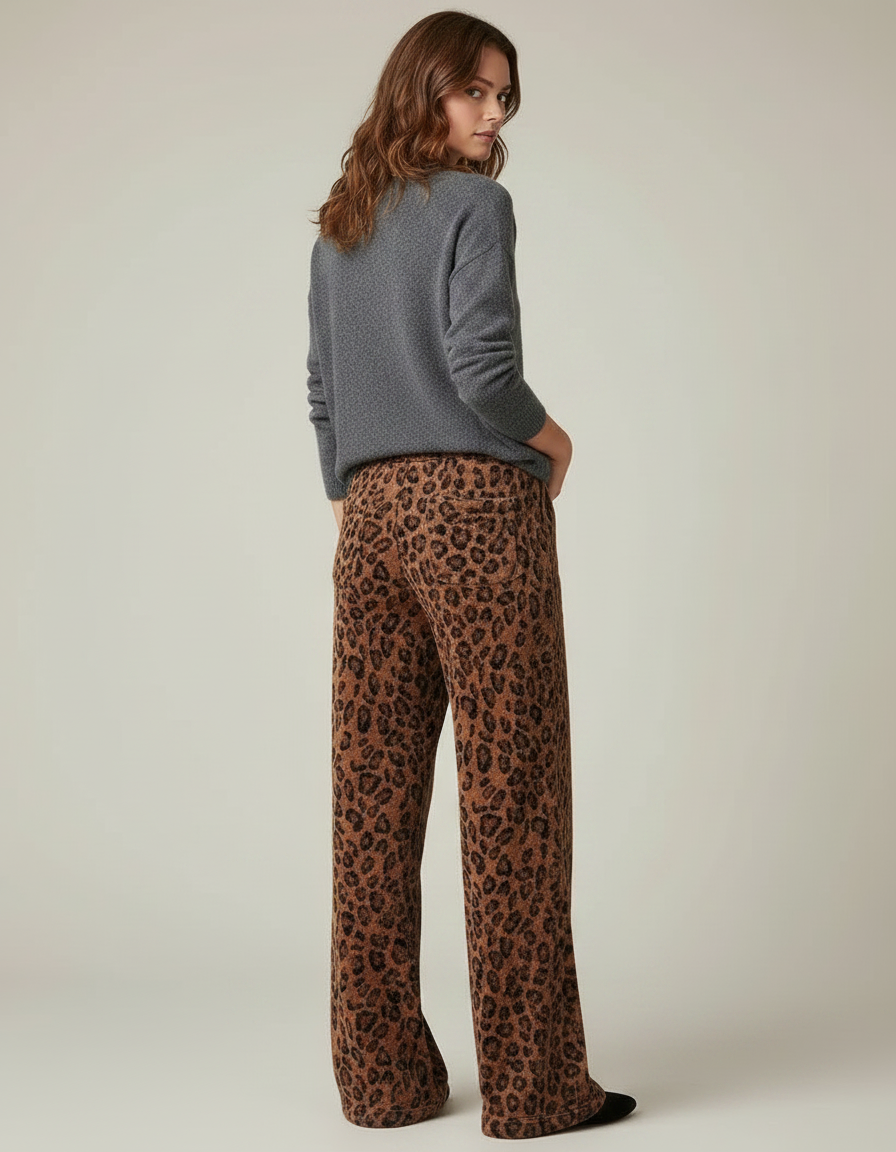 Pantalon Velours Léopard Large Confortable Femme - Imprimé - vue 2