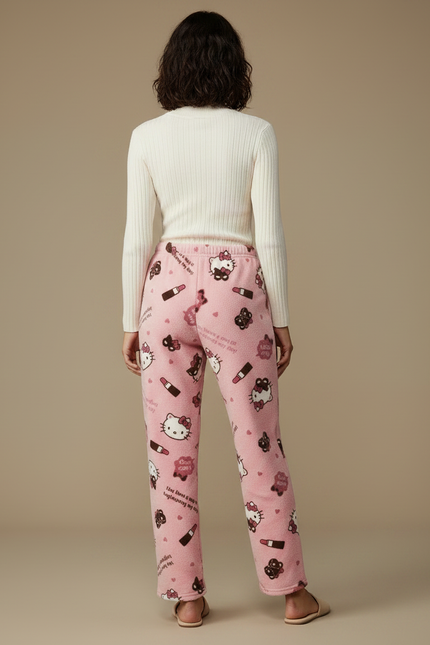 Pantalon Velours Rose Hello Kitty Ample Doux - vue 2