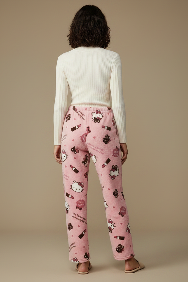Pantalon Velours Rose Hello Kitty Ample Doux - vue 2
