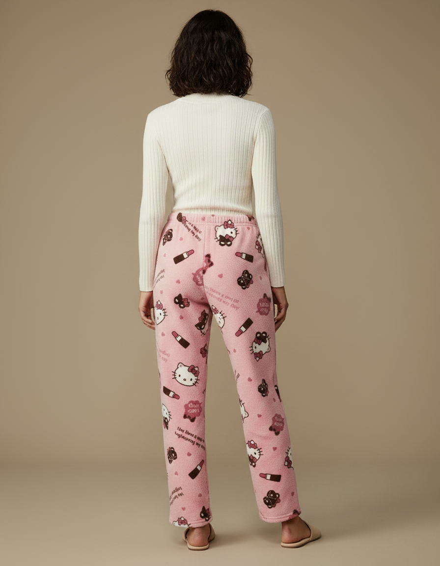 Pantalon Velours Rose Hello Kitty Ample Doux - vue 2