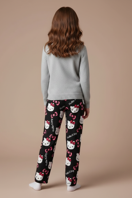 Pantalon Velours Noir Hello Kitty Doux Ample Enfant - vue 2