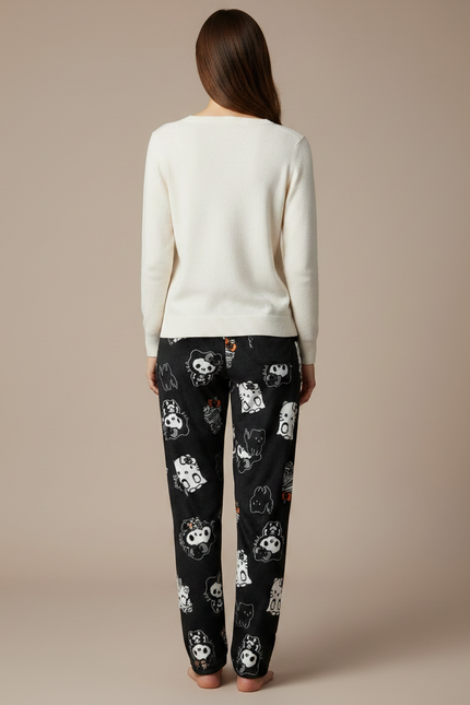 Pantalon Velours Noir Ample Flannel Hello Kitty - vue 2