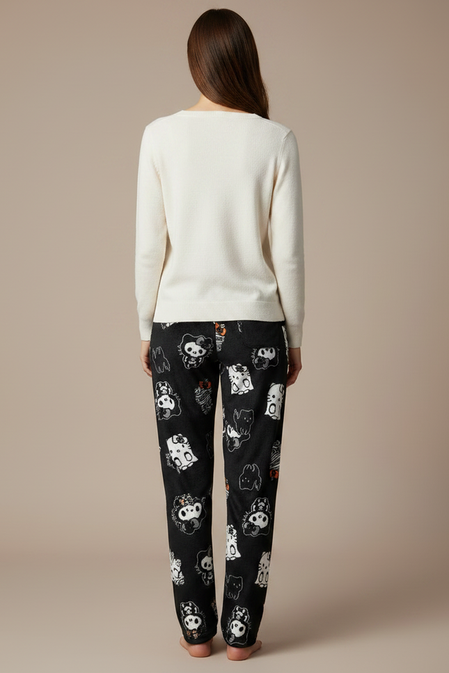 Pantalon Velours Noir Ample Flannel Hello Kitty - vue 2