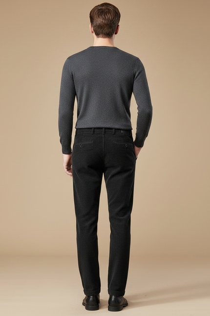 Pantalon Velours Noir Côtelé Slim Élégant Homme - Cordé - vue 2