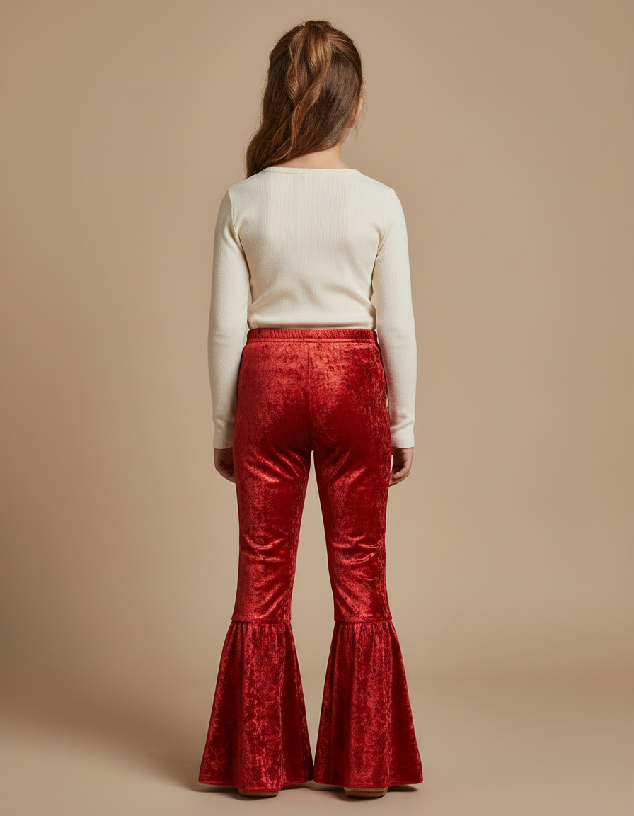 Pantalon Évasé Velours - Rouge - vue 2
