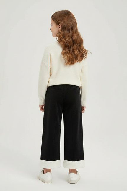 Pantalon Velours Noir Ample Doublé Chaud Enfant - vue 2
