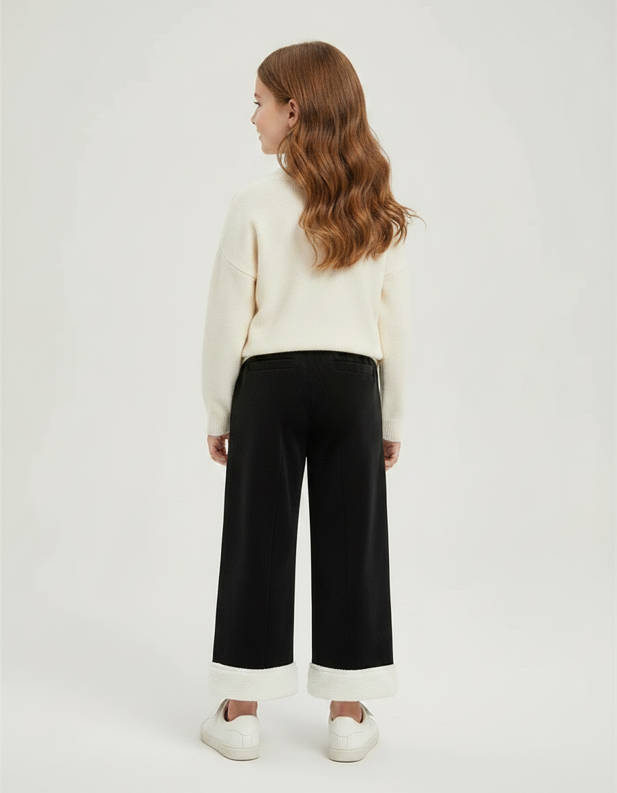 Pantalon Velours Noir Ample Doublé Chaud Enfant - vue 2