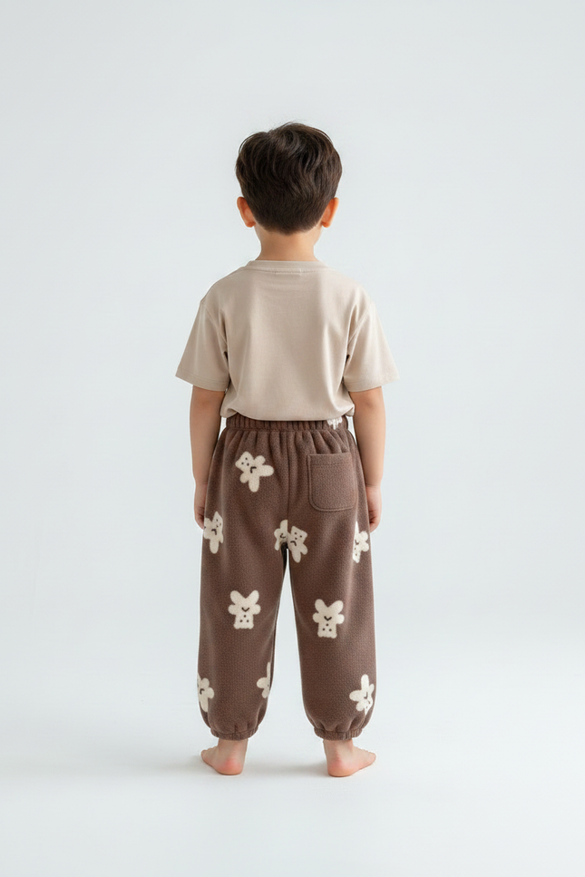 Pantalon Velours Marron Doux Ours Mignon Ample - Molleton - vue 2