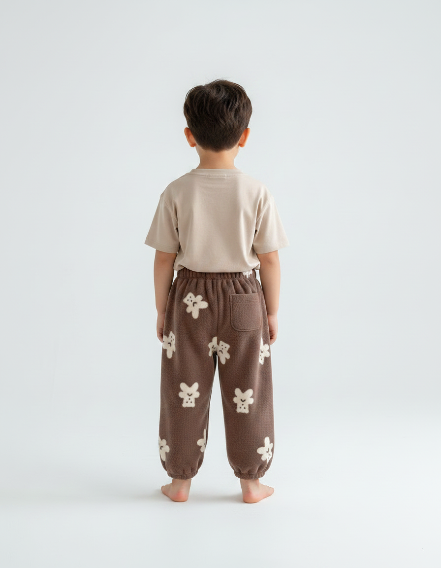 Pantalon Velours Marron Doux Ours Mignon Ample - Molleton - vue 2