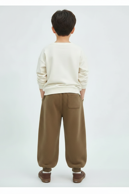 Pantalon Velours Marron Ample Chaud Décontracté Enfant - vue 2