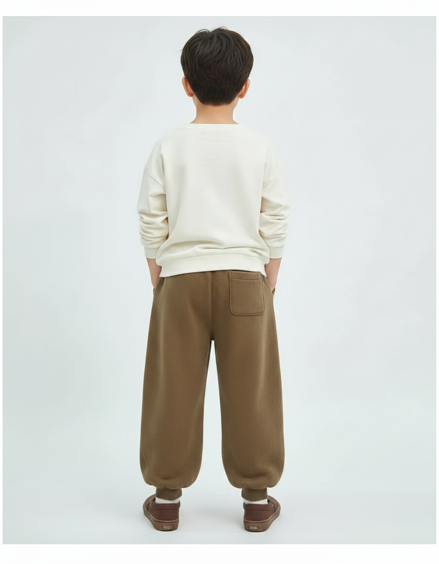 Pantalon Velours Marron Ample Chaud Décontracté Enfant - vue 2