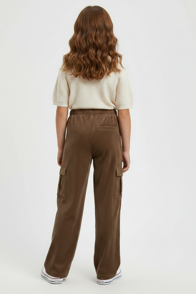 Pantalon Cargo En Velours - Marron - vue 2